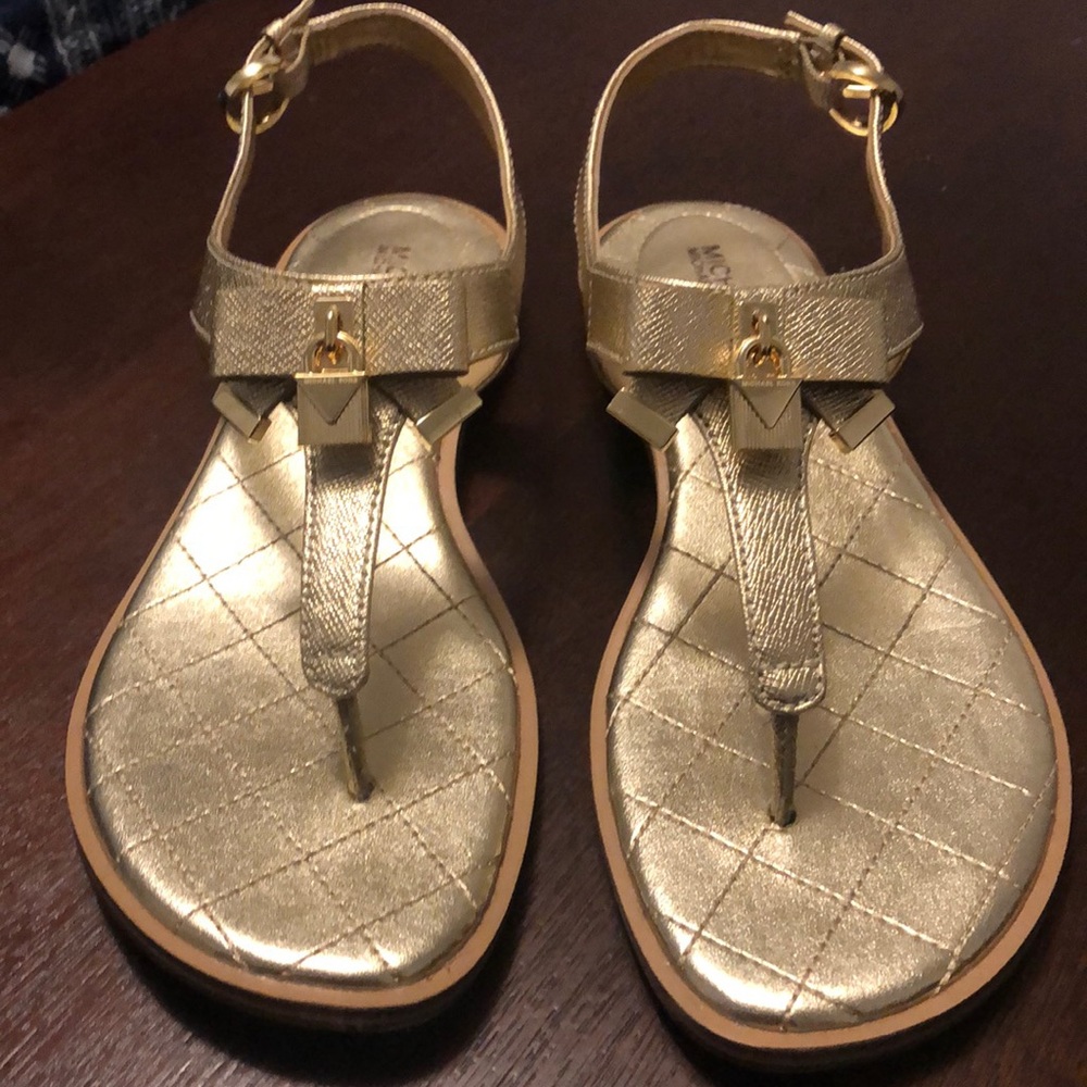 Michael Kors Alice gold thong sandals